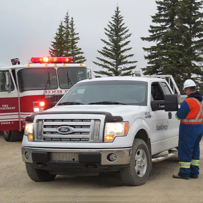 SaskEnergy Truck and fire trucks